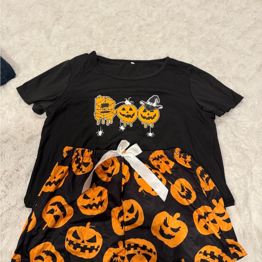 Women’s Halloween Pumpkin Costume Set - Black and Orange